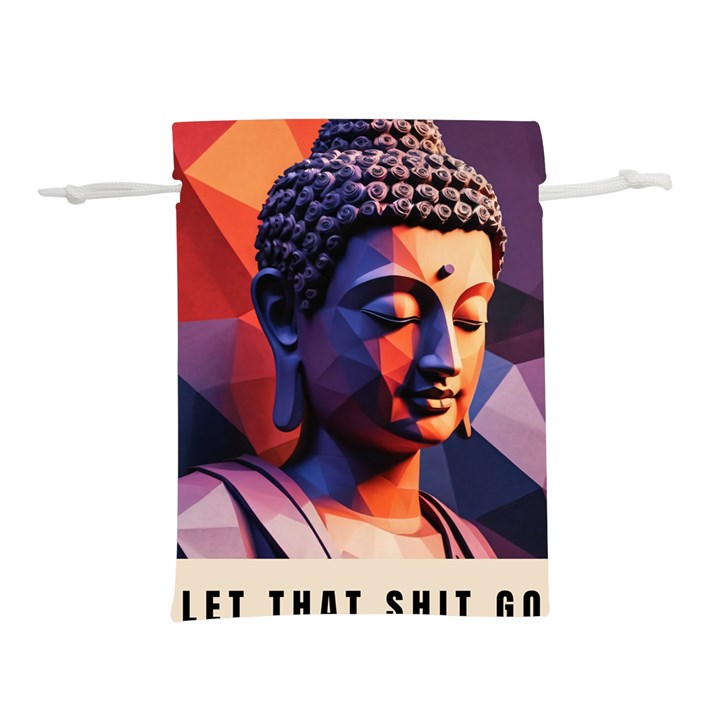 Let That Shit Go Buddha Low Poly (6) Lightweight Drawstring Pouch (S)