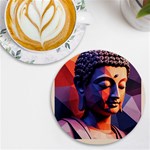 Let That Shit Go Buddha Low Poly (6) UV Print Round Tile Coaster Front