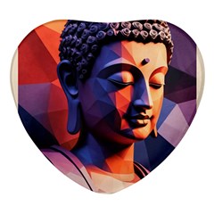 Let That Shit Go Buddha Low Poly (6) Heart Glass Fridge Magnet (4 Pack) by 1xmerch