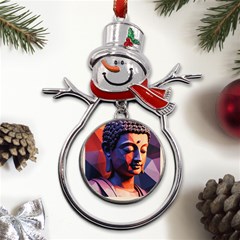 Let That Shit Go Buddha Low Poly (6) Metal Snowman Ornament