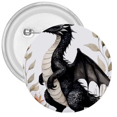 Cute Black Baby Dragon Flowers Painting (2) 3  Buttons by 1xmerch