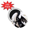 Cute Black Baby Dragon Flowers Painting (2) 1.75  Magnets (100 pack)  Front