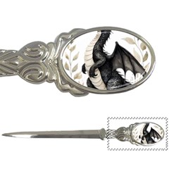 Cute Black Baby Dragon Flowers Painting (2) Letter Opener by 1xmerch