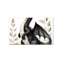 Cute Black Baby Dragon Flowers Painting (2) Sticker (rectangular) by 1xmerch