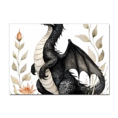 Cute Black Baby Dragon Flowers Painting (2) Sticker A4 (10 Pack) by 1xmerch