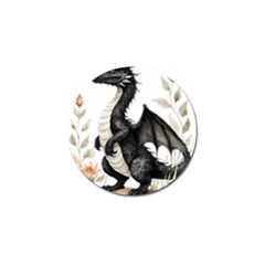 Cute Black Baby Dragon Flowers Painting (2) Golf Ball Marker (10 Pack) by 1xmerch