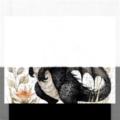 Cute Black Baby Dragon Flowers Painting (2) Rectangular Jigsaw Puzzl by 1xmerch