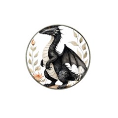 Cute Black Baby Dragon Flowers Painting (2) Hat Clip Ball Marker (4 Pack) by 1xmerch