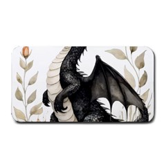 Cute Black Baby Dragon Flowers Painting (2) Medium Bar Mat