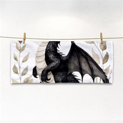 Cute Black Baby Dragon Flowers Painting (2) Hand Towel by 1xmerch