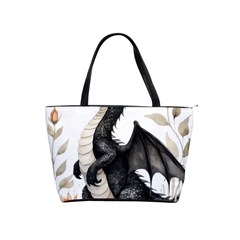 Cute Black Baby Dragon Flowers Painting (2) Classic Shoulder Handbag by 1xmerch