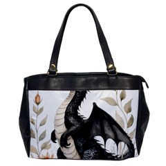 Cute Black Baby Dragon Flowers Painting (2) Oversize Office Handbag by 1xmerch