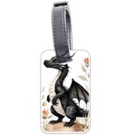 Cute Black Baby Dragon Flowers Painting (2) Luggage Tag (two sides) Back