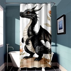 Cute Black Baby Dragon Flowers Painting (2) Shower Curtain 36  X 72  (stall)  by 1xmerch