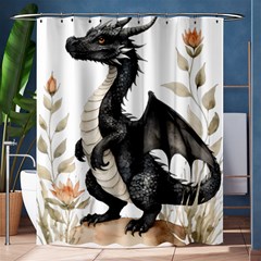 Cute Black Baby Dragon Flowers Painting (2) Shower Curtain 60  X 72  (medium)  by 1xmerch