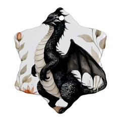 Cute Black Baby Dragon Flowers Painting (2) Ornament (snowflake) by 1xmerch