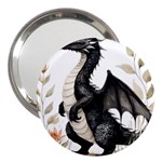 Cute Black Baby Dragon Flowers Painting (2) 3  Handbag Mirrors Front