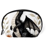 Cute Black Baby Dragon Flowers Painting (2) Accessory Pouch (Large) Back