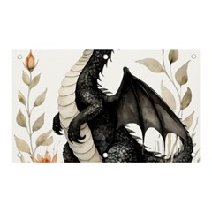 Cute Black Baby Dragon Flowers Painting (2) Banner And Sign 5  X 3  by 1xmerch