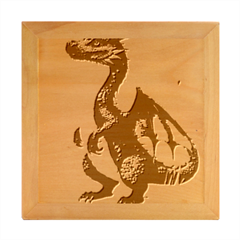 Cute Black Baby Dragon Flowers Painting (2) Wood Photo Frame Cube by 1xmerch