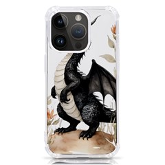 Cute Black Baby Dragon Flowers Painting (2) Iphone 14 Pro Tpu Uv Print Case by 1xmerch