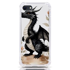 Cute Black Baby Dragon Flowers Painting (2) Iphone Se by 1xmerch