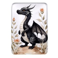 Cute Black Baby Dragon Flowers Painting (2) Rectangular Glass Fridge Magnet (4 Pack) by 1xmerch