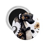 Cute Black Baby Dragon Flowers Painting (7) 2.25  Magnets Front