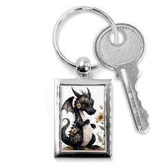 Cute Black Baby Dragon Flowers Painting (7) Key Chain (rectangle) by 1xmerch