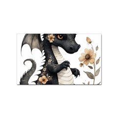 Cute Black Baby Dragon Flowers Painting (7) Sticker Rectangular (10 Pack) by 1xmerch