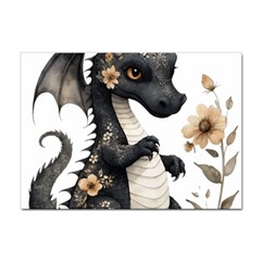 Cute Black Baby Dragon Flowers Painting (7) Sticker A4 (10 Pack) by 1xmerch