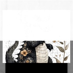 Cute Black Baby Dragon Flowers Painting (7) Rectangular Jigsaw Puzzl by 1xmerch