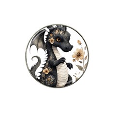 Cute Black Baby Dragon Flowers Painting (7) Hat Clip Ball Marker by 1xmerch