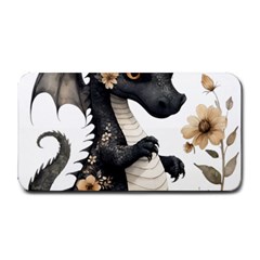 Cute Black Baby Dragon Flowers Painting (7) Medium Bar Mat