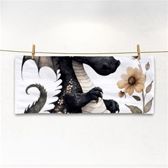 Cute Black Baby Dragon Flowers Painting (7) Hand Towel by 1xmerch