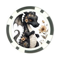 Cute Black Baby Dragon Flowers Painting (7) Poker Chip Card Guard (10 Pack)