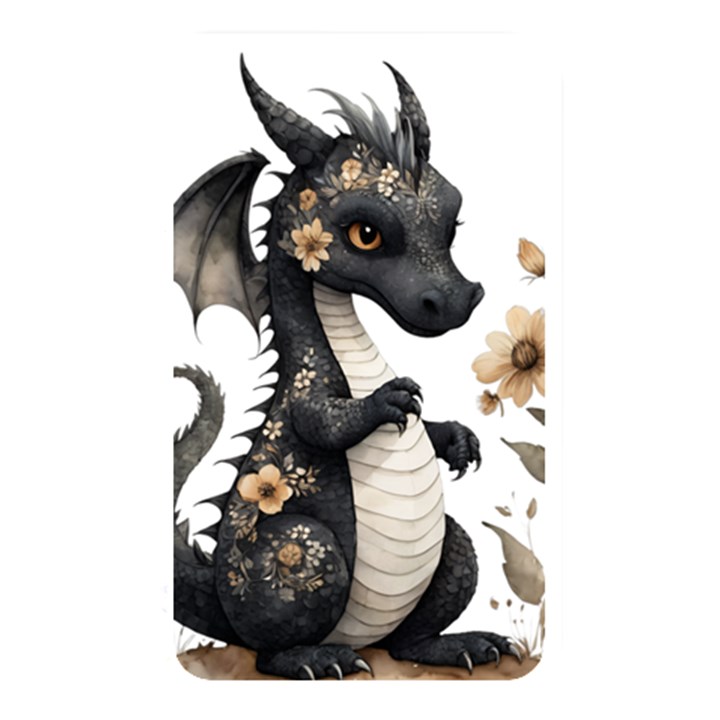 Cute Black Baby Dragon Flowers Painting (7) Memory Card Reader (Rectangular)