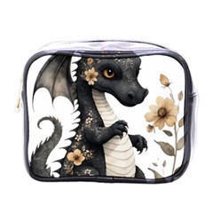 Cute Black Baby Dragon Flowers Painting (7) Mini Toiletries Bag (one Side)