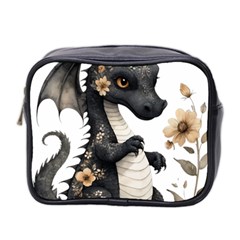 Cute Black Baby Dragon Flowers Painting (7) Mini Toiletries Bag (two Sides) by 1xmerch