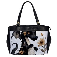 Cute Black Baby Dragon Flowers Painting (7) Oversize Office Handbag by 1xmerch