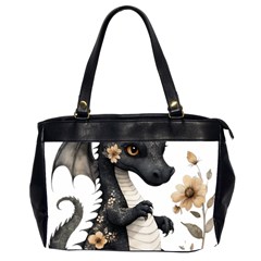 Cute Black Baby Dragon Flowers Painting (7) Oversize Office Handbag (2 Sides) by 1xmerch