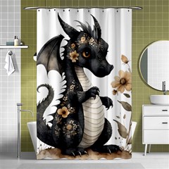 Cute Black Baby Dragon Flowers Painting (7) Shower Curtain 48  X 72  (small)  by 1xmerch