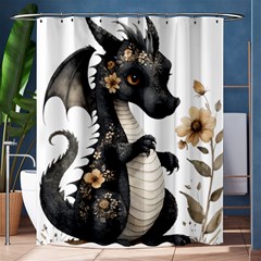 Cute Black Baby Dragon Flowers Painting (7) Shower Curtain 60  X 72  (medium)  by 1xmerch