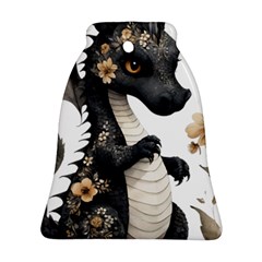 Cute Black Baby Dragon Flowers Painting (7) Ornament (bell) by 1xmerch