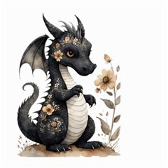 Cute Black Baby Dragon Flowers Painting (7) Large Garden Flag (two Sides) by 1xmerch