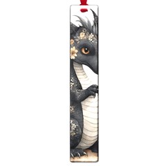 Cute Black Baby Dragon Flowers Painting (7) Large Book Marks by 1xmerch