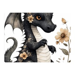 Cute Black Baby Dragon Flowers Painting (7) Two Sides Premium Plush Fleece Blanket (mini) by 1xmerch