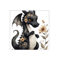 Cute Black Baby Dragon Flowers Painting (7) Satin Bandana Scarf 22  X 22  by 1xmerch