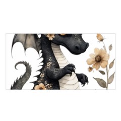 Cute Black Baby Dragon Flowers Painting (7) Satin Shawl 45  X 80  by 1xmerch