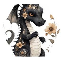 Cute Black Baby Dragon Flowers Painting (7) Wooden Puzzle Hexagon by 1xmerch